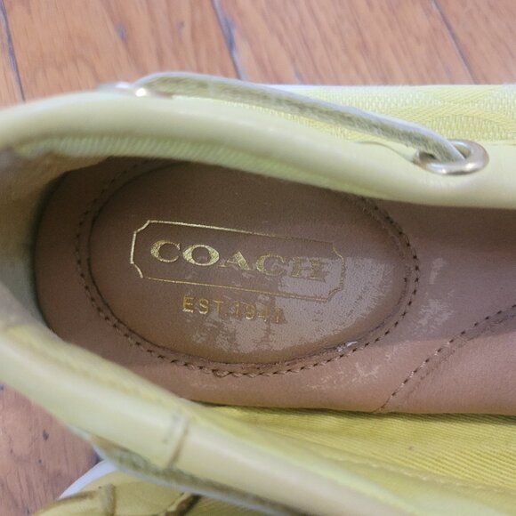 Coach Rainey Size 7 boat shoes in neon yellow, used with light wear - Picture 4 of 9
